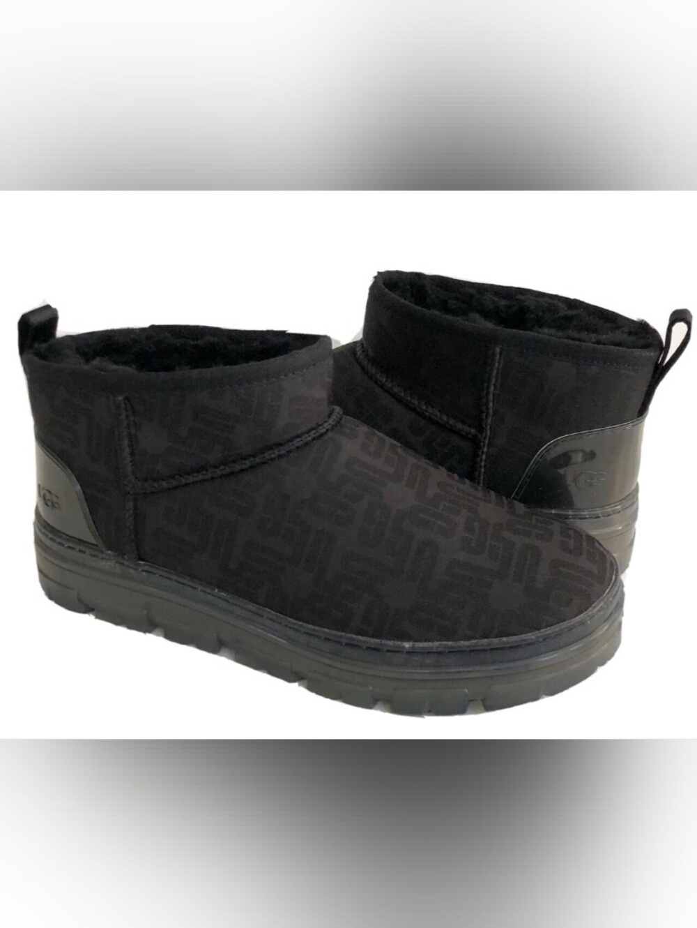 UGG Classic Ultra Mini Clear Monogram Boots Size 8 Used Exc MSRP $150